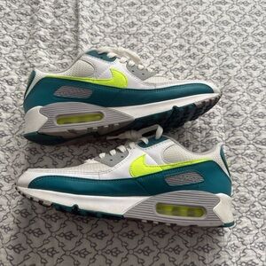 Mens Teal and Neon Yellow Sneakers